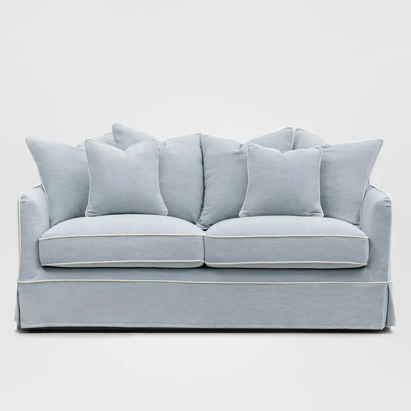 Noosa Hamptons 2.5-Seat Sofa In Coastal Beach Tone With White Piping 1