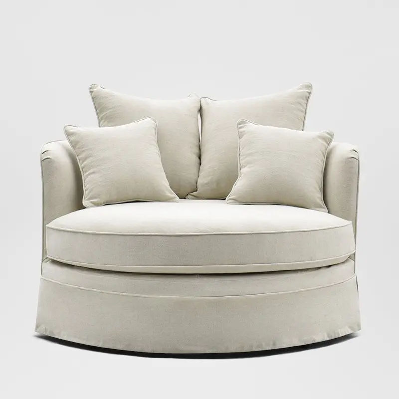 Noosa Hamptons Snuggle Chair – Warm Beige Linen-Blend Cover 1