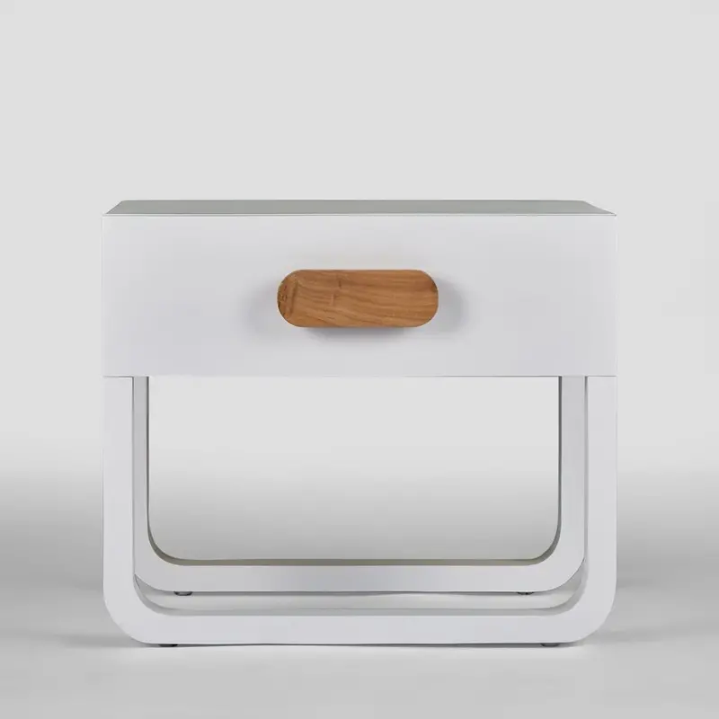 Norma White Bedside Table With Clean Lines 1