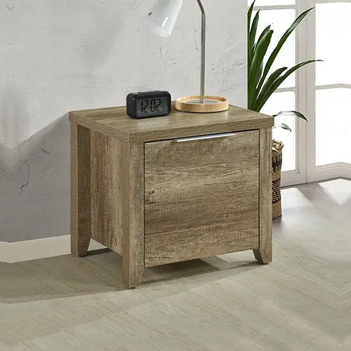 Oak-Finish Mdf Two-Drawer Nightstand Bedside Table 1
