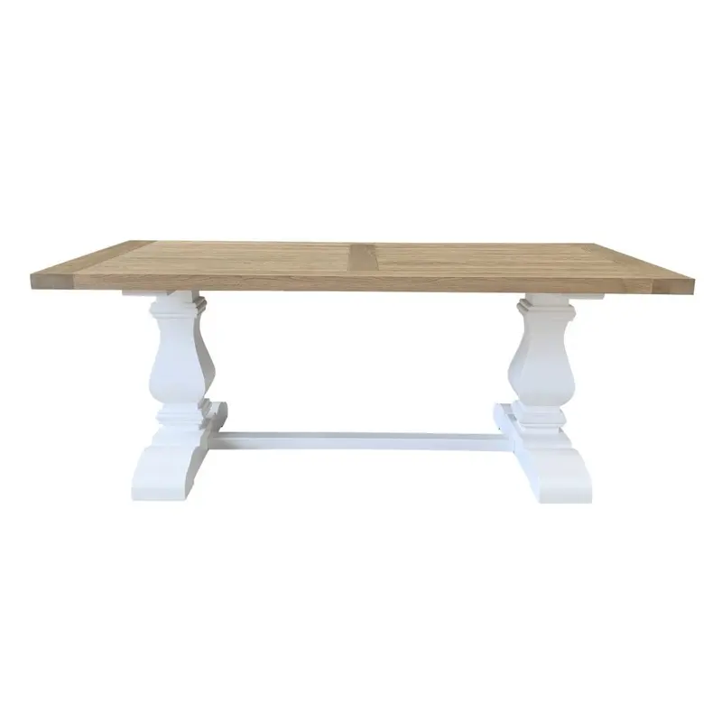 Oak Trestle Dining Table – 200Cm Rectangular Solid Wood Surface 1