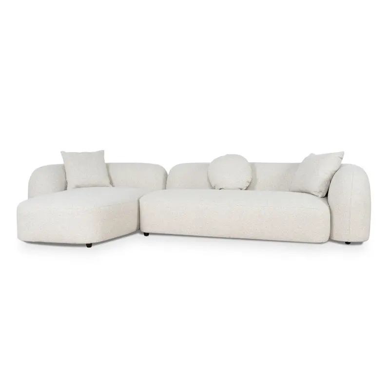 Oatmeal Beige Left-Arm Chaise Sofa – Three-Seat Design 1