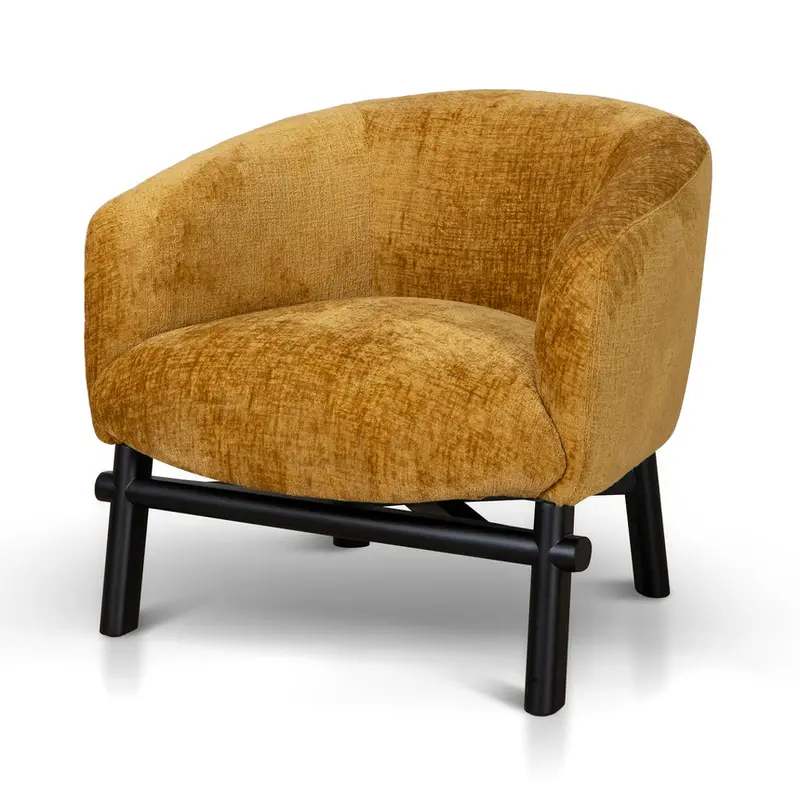 Ochre Textured Fabric Armchair 1
