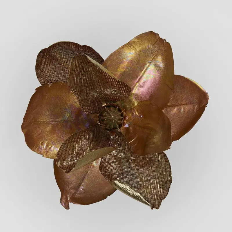 Old Gold Luxe Metallic Magnolia Flower Clip 1