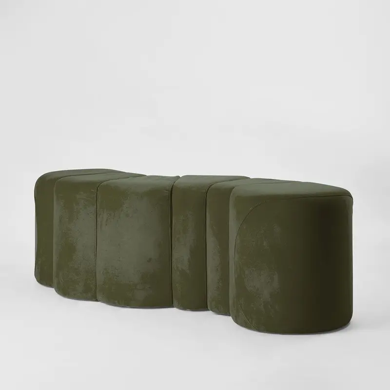 Olive-Tone Ridge Bench Ottoman 1