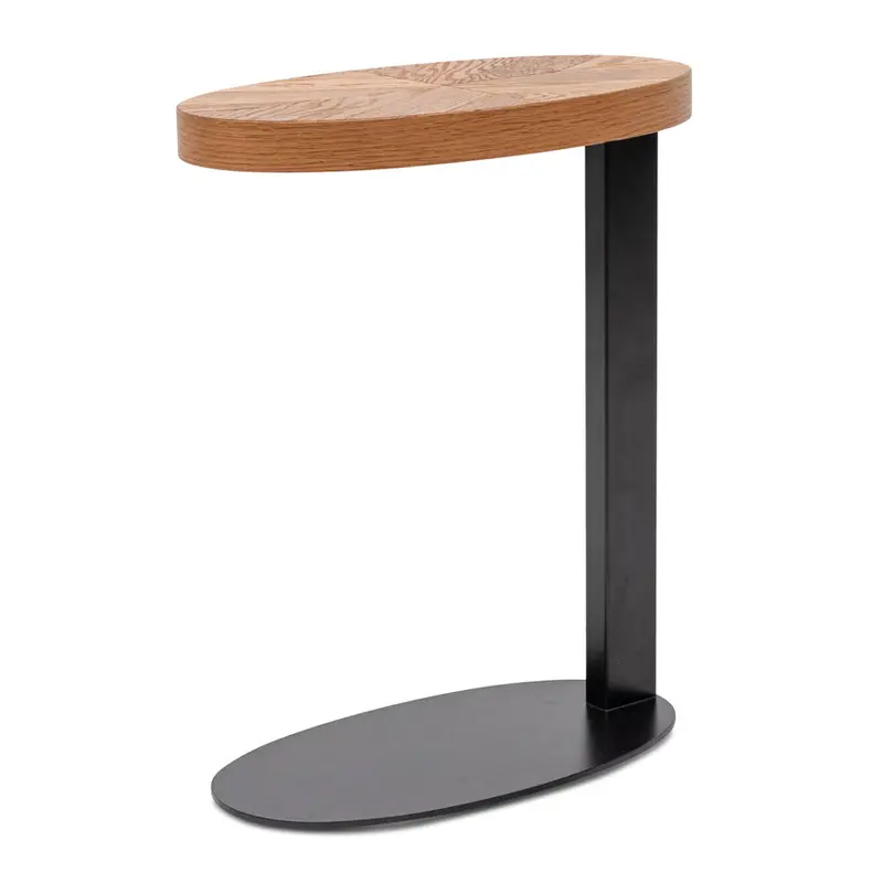 Oval European Knotty Oak Side Table – Rustic Solid Wood 1