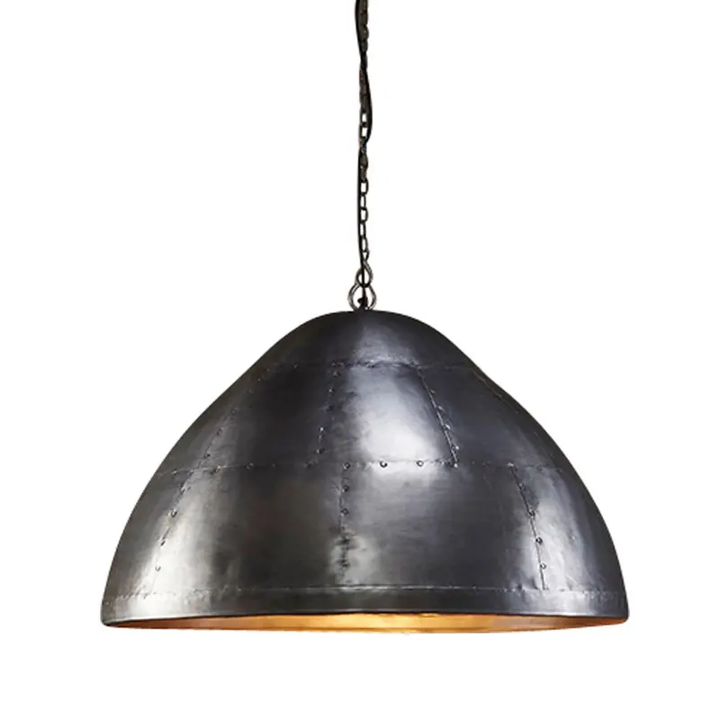 P51 Large Riveted Dome Pendant – Zinc-Finished Iron, Architectural Detailing 1