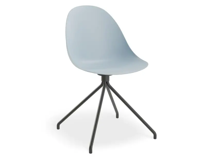 Pale Blue Pebble Chair With Shell Seat – Black Pyramid Fixed Base 1