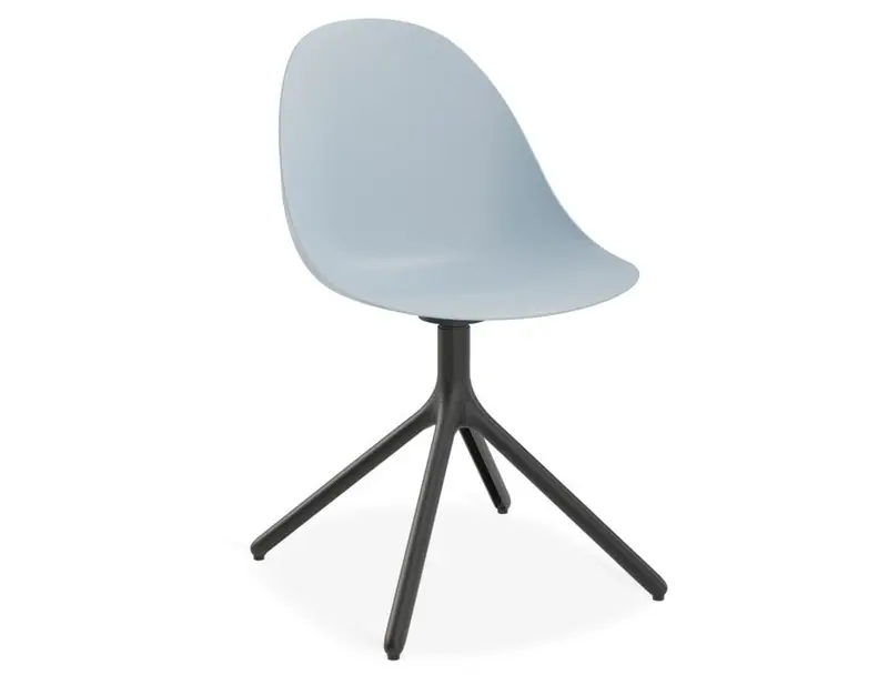 Pale Blue Pebble Chair With Shell Seat – Black Swivel Base (No Casters) 1
