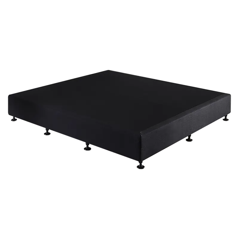 Palermo King Bed Base – Midnight Black Linen Fabric Platform 1