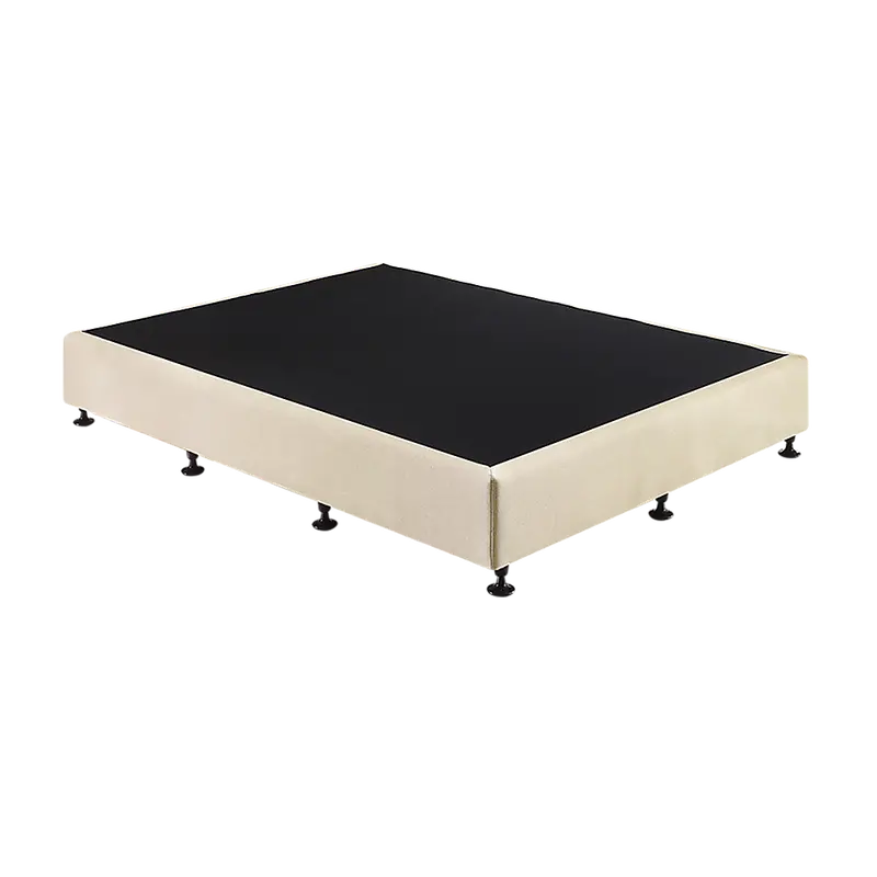 Palermo Queen Bed Base – Platinum Natural Sand Linen Upholstered Platform 1