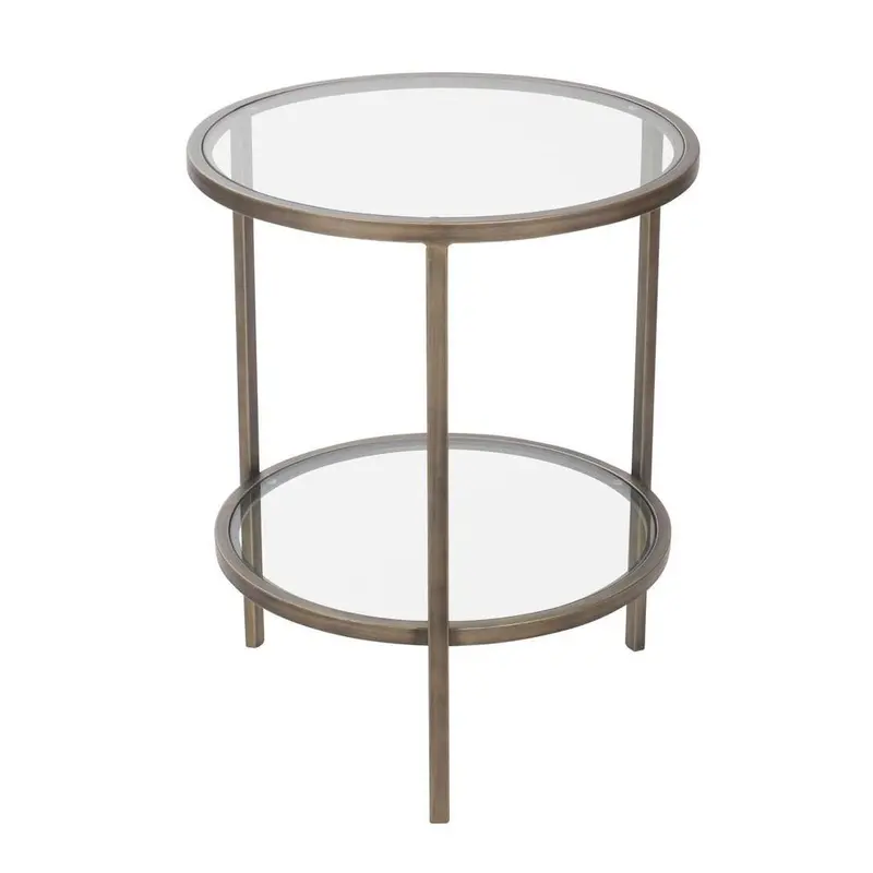Palladium-Finished Brass, Iron, And Glass Accent Side Table 1