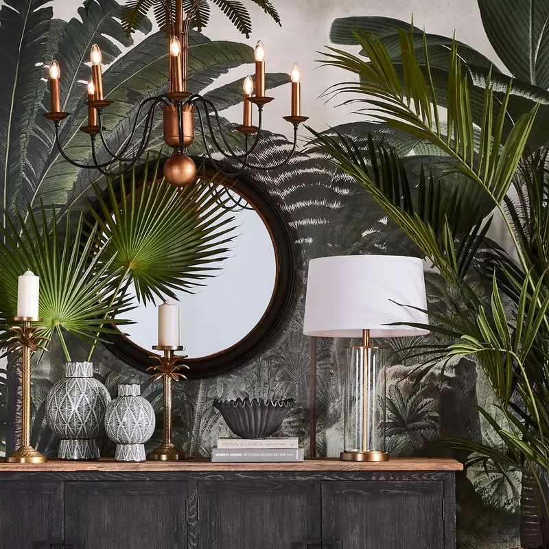 Palm Leaves Iron Chandelier – 8-Light Organic Botanical Pendant 1