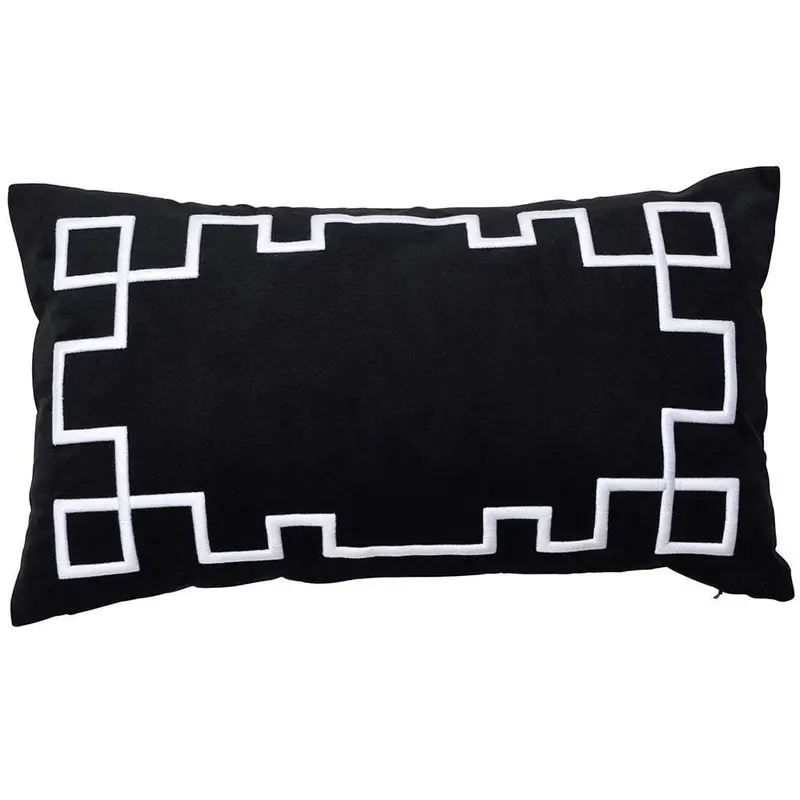 Palm Springs Black Rectangle Cushion Cover + Premium Feather Insert 1