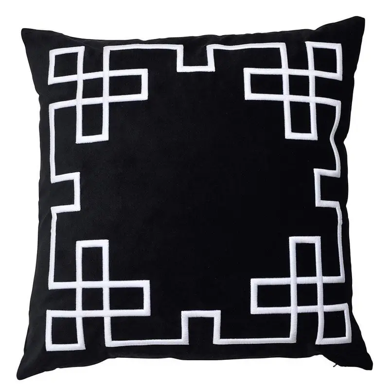Palm Springs Decorative Pillow Cover In Black With Feather Insert 1