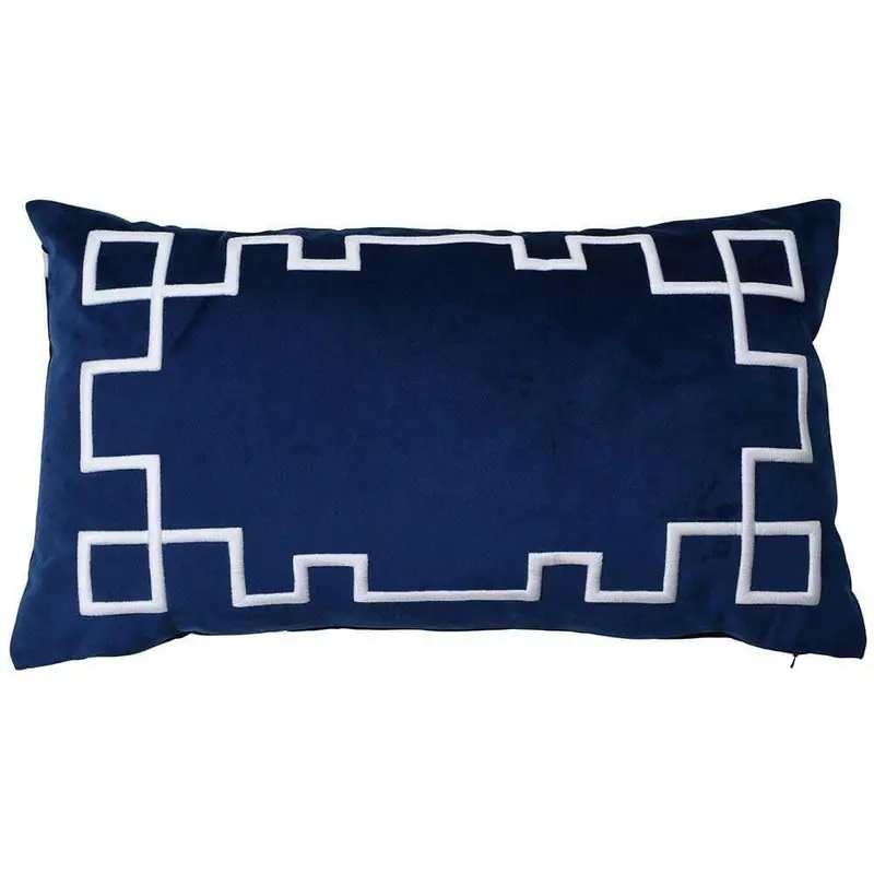 Palm Springs Navy Rectangular Pillow Cover With Feather Fill 1
