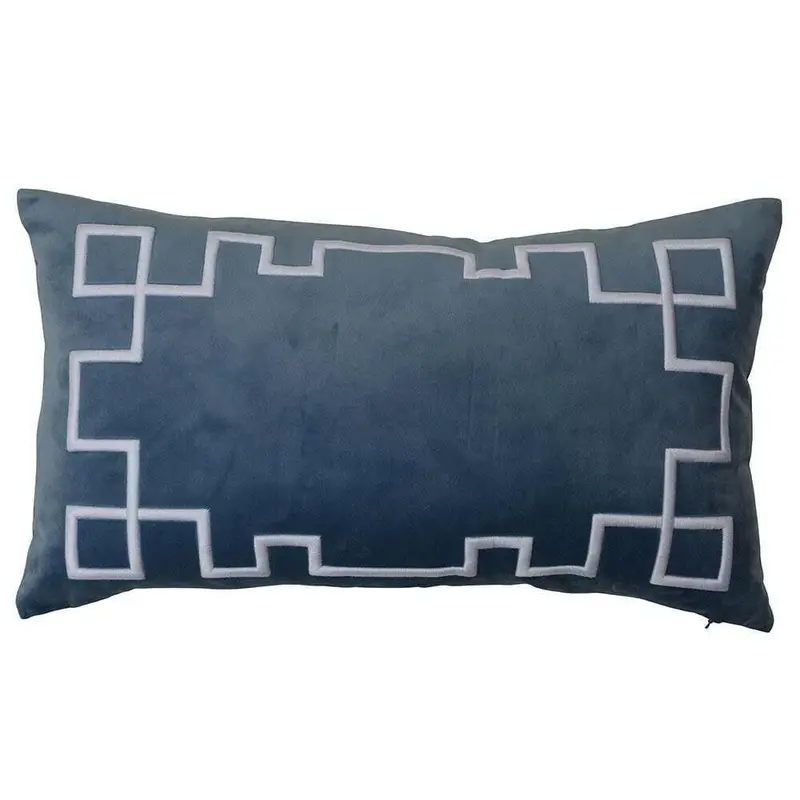 Palm Springs Ocean Blue Rectangular Cushion Cover With Feather Insert 1