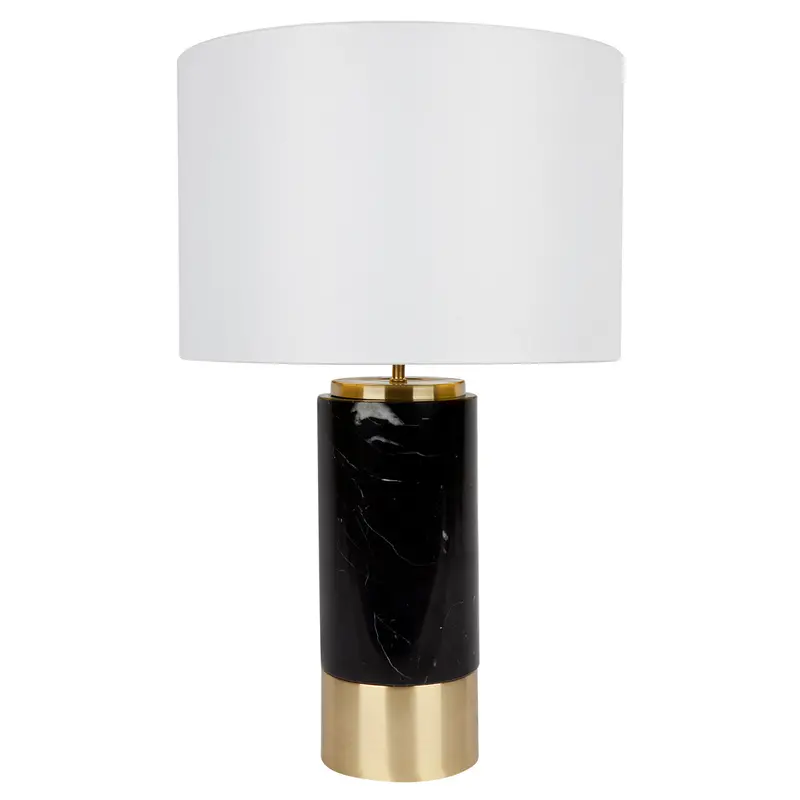 Paola Black Base Marble Table Lamp With White Shade 1