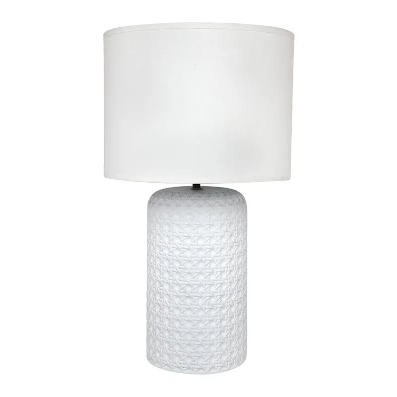 Patronga Modern White Table Lamp With Linen Shade 1