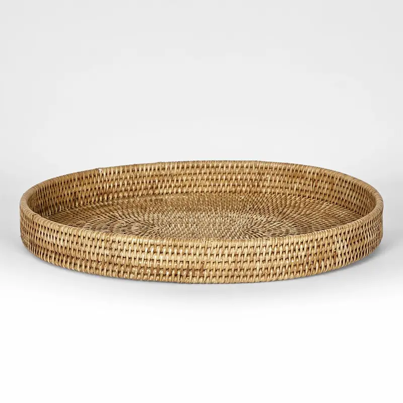 Paume Natural Rattan Oval Serving Tray – Handwoven Accent Piece 1