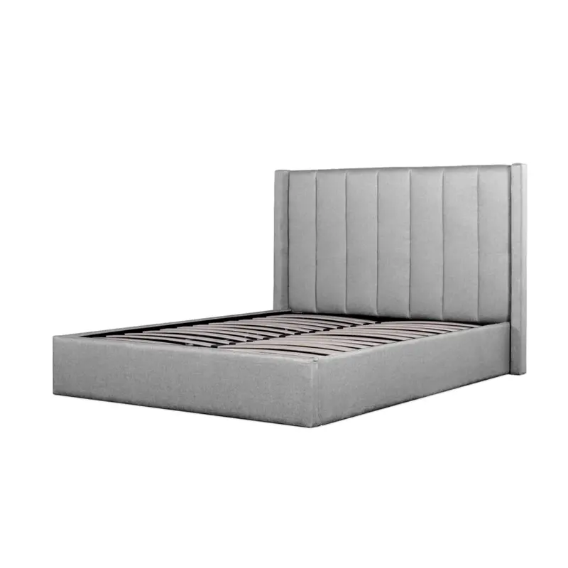 Pearl Grey Fabric King Bed Frame With Storage 1