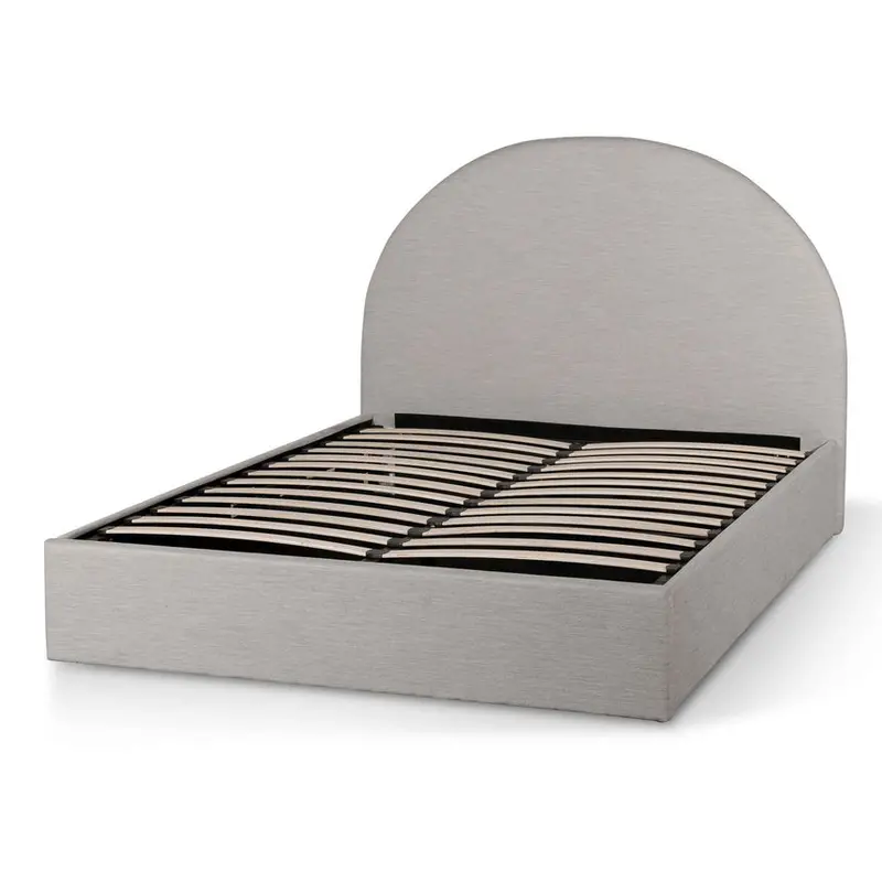 Pearl Grey King Bed With Under-Bed Storage – Fabric Upholstered Frame 1