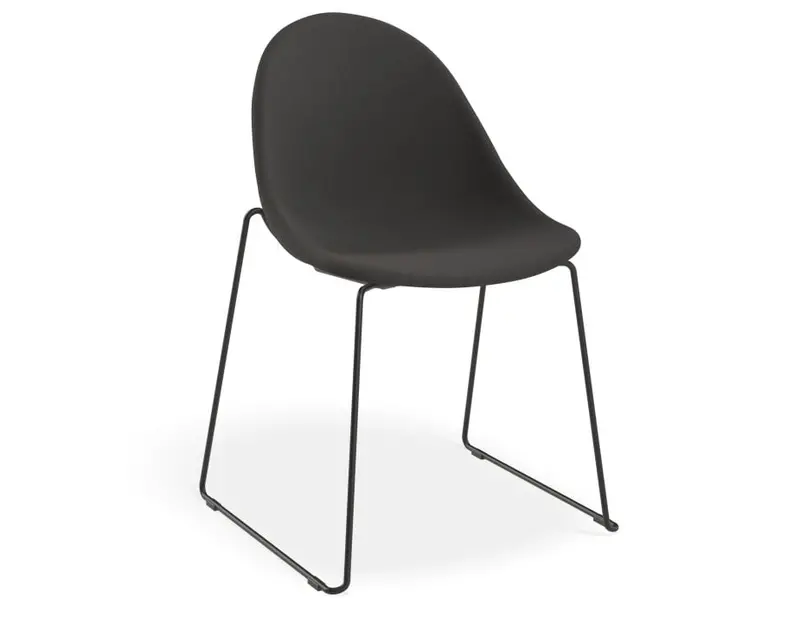 Pebble Anthracite Sled Chair – Fabric Seat On Sleek Black Sled Base 1