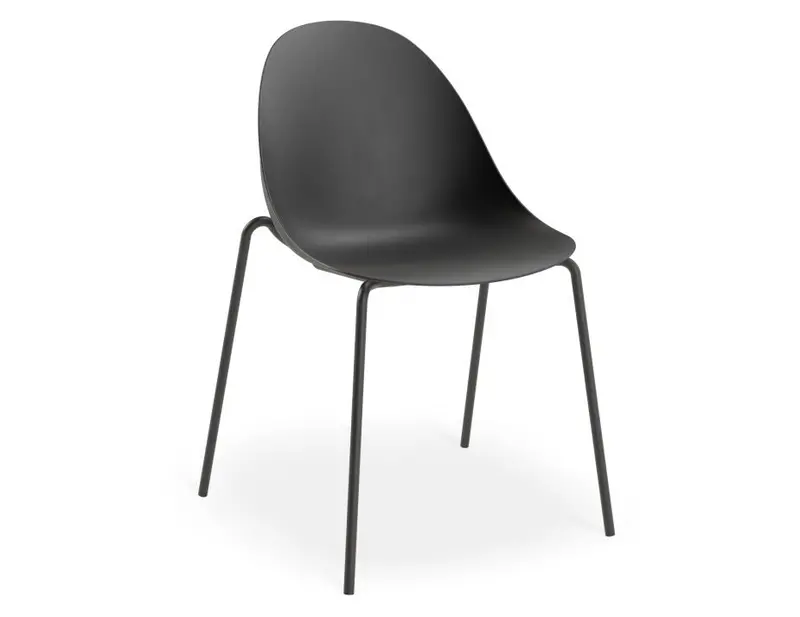 Pebble Four-Leg Stackable Chair – Black Shell Seat 1