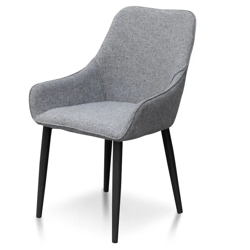 Pebble Grey Fabric Dining Chairs With Black Legs (2-Pack) 1