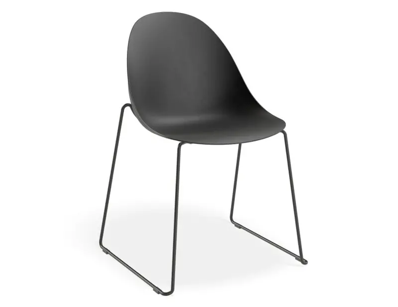 Pebble Stackable Chair – Black Shell Seat On Sled Frame 1