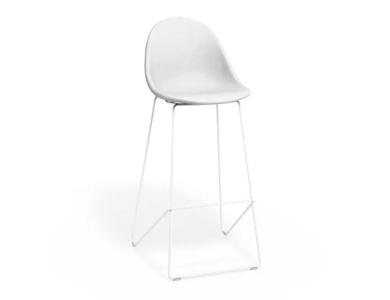 Pebble Stool – White Upholstered Seat On Minimalist Base 1