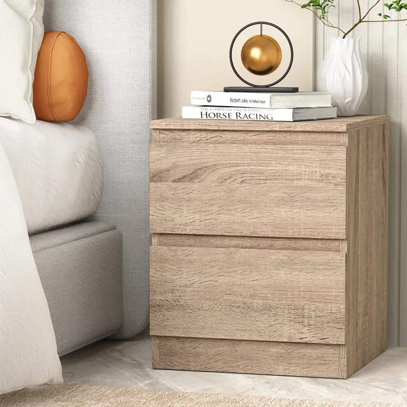 Pepe Oak Two-Drawer Bedside Table By Artiss 1