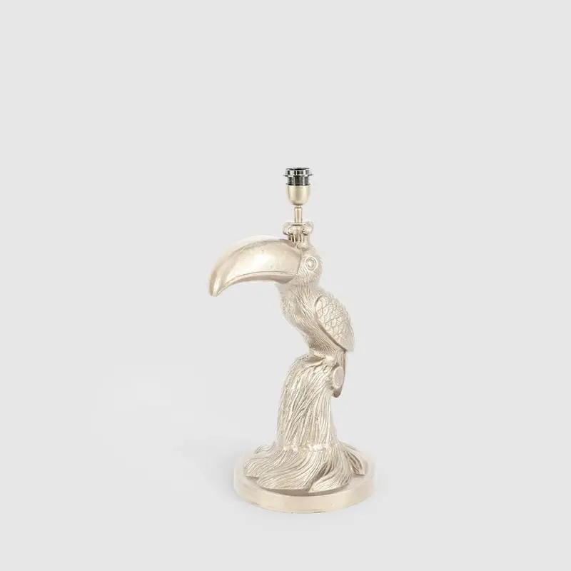 Pewter Toucan Table Lamp Base – Standalone Fixture Without Shade 1