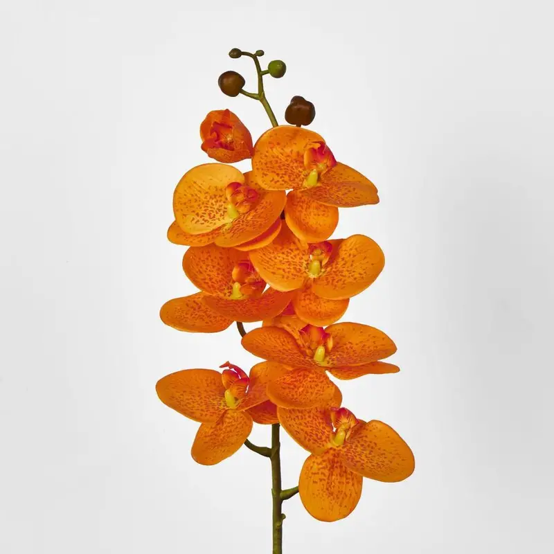 Phalaenopsis Orchid Artificial Stem – 7 Blooms, Warm Orange 1