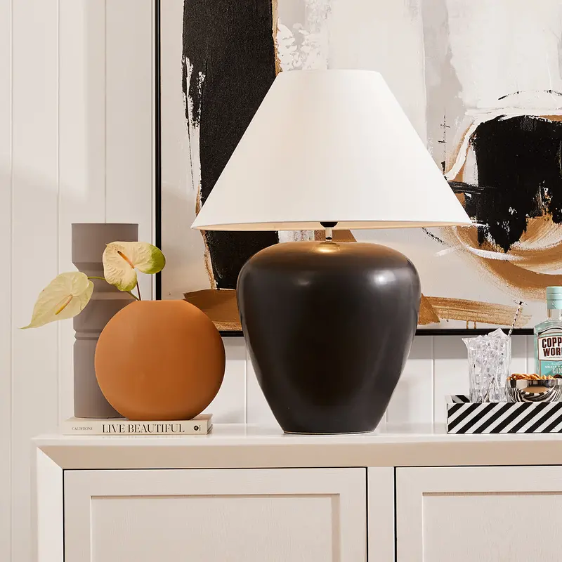 Picasso Black Base Table Lamp With White Shade 1