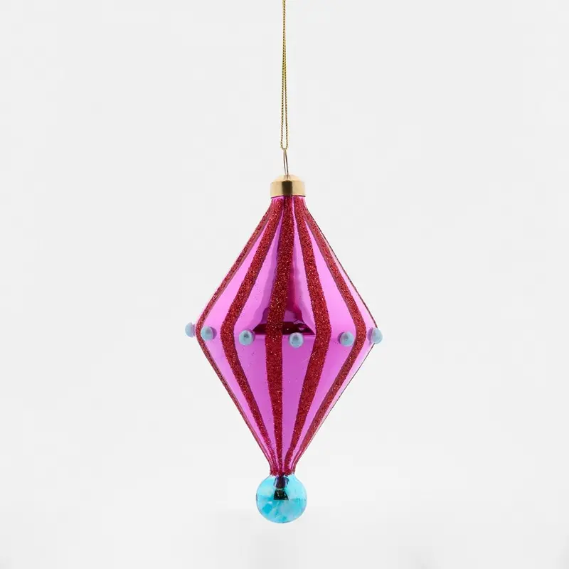 Pink And Aqua Diamond Carnivale Ornament 1