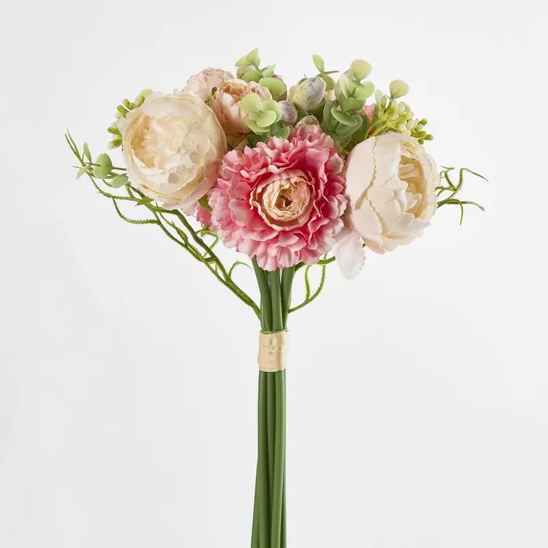 Pink Marigold Peony Bouquet – 32Cm Silk Floral Centerpiece 1