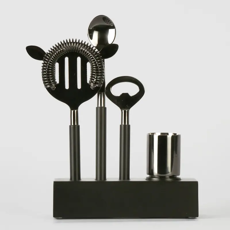 Plantation-Style Bar Tool Stand – Black & Silver Finish 1