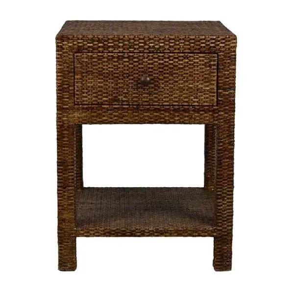 Plantation-Style Rattan Bedside Table 1