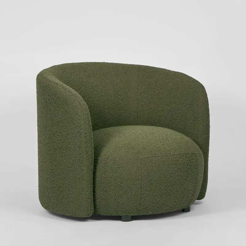 Plume Armchair In Earthy Olive Bouclé Upholstery 1