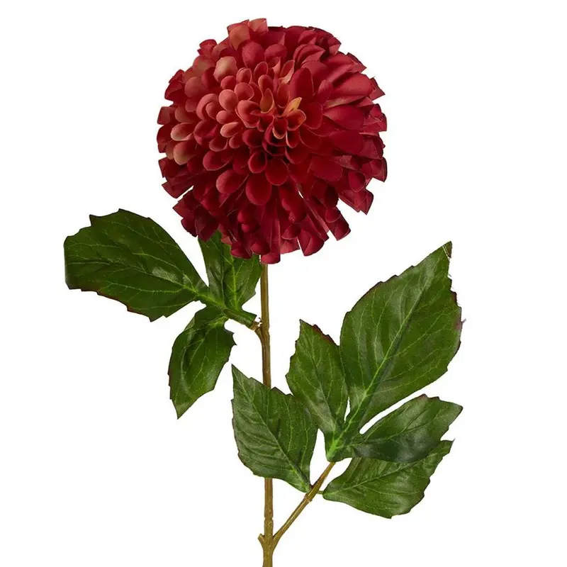 Pompom Ball Dahlia Stem – Burgundy, 62Cm Lifelike Artificial Flower 1
