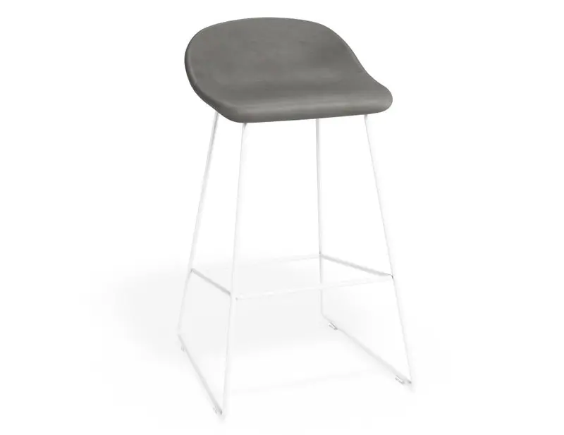 Pop Stool – White Frame With Vintage Grey Upholstered Seat 1