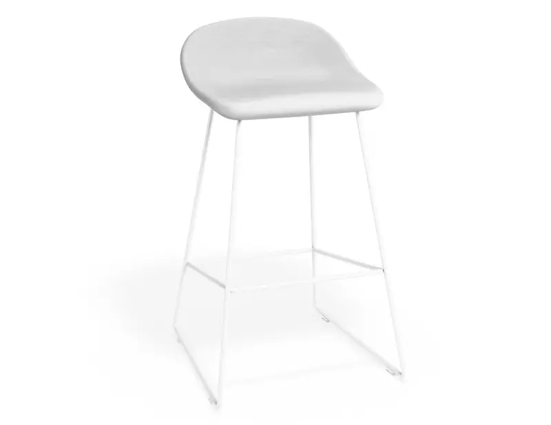 Pop Stool – White Powder-Coated Frame With White Upholstered Seat 1