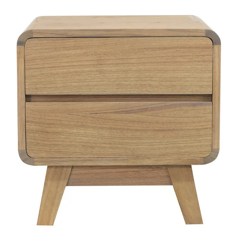 Providence Two-Drawer Bedside Table – Natural Solid Wood Nightstand 1