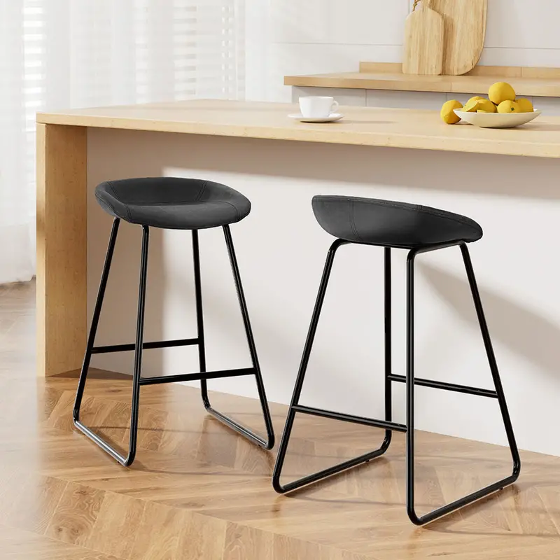 Pu Leather & Metal Bar Stools – Set Of 2, Artiss Kitchen Dining Counter Chairs 1