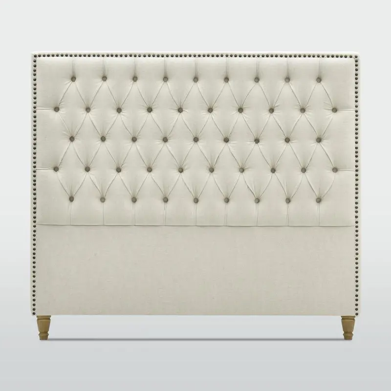 Queenscliff Tufted King Bedhead In Beige Upholstery 1