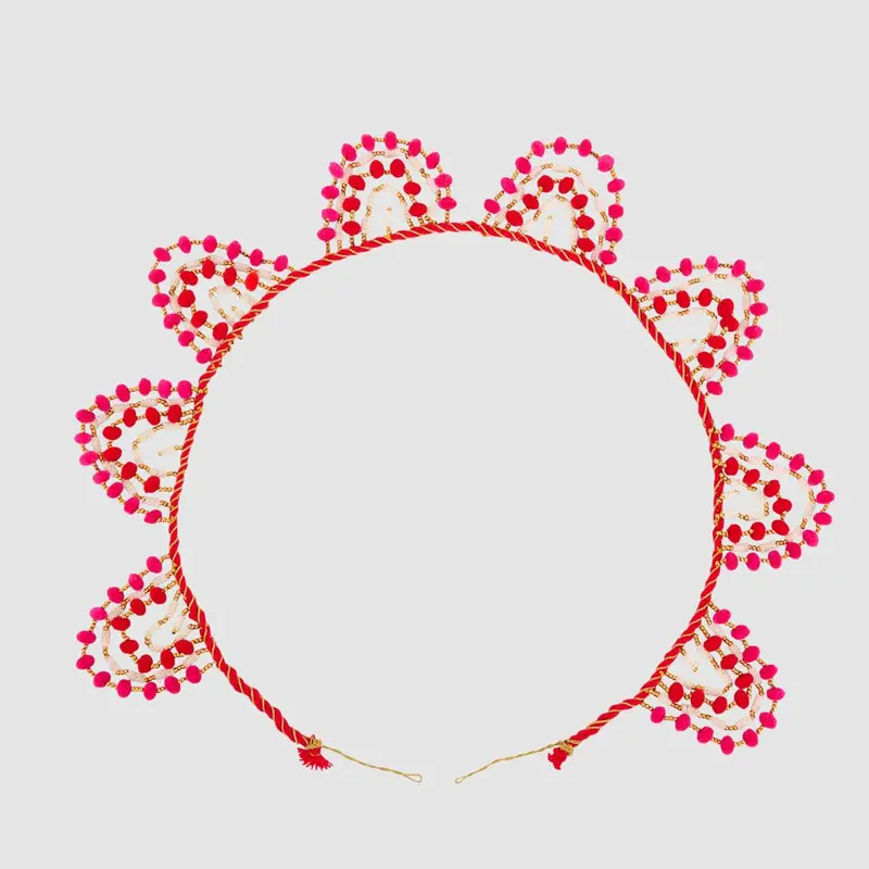 Red And Fuchsia Pom Pom Garland – Maroc Style 1