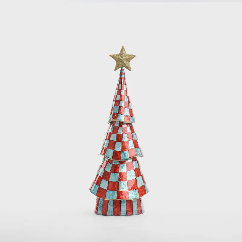 Red And Green Capiz Shell Tree Decoration – Checker Theme 1