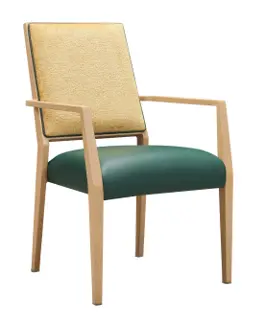 Rhyce Stackable Dining Chair – Faux Leather Seat, Blue Backrest, Multiple Frame & Fabric Choices 1