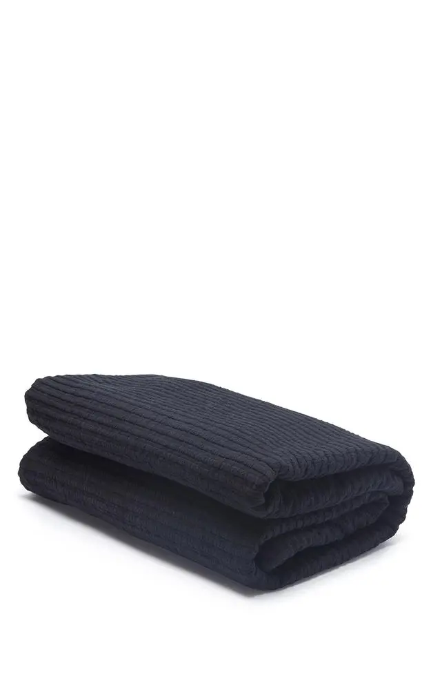 Ribbed Sherpa Throw Blanket – Soft Black Quilted Throw 1